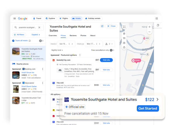 Hotel Rates on Google