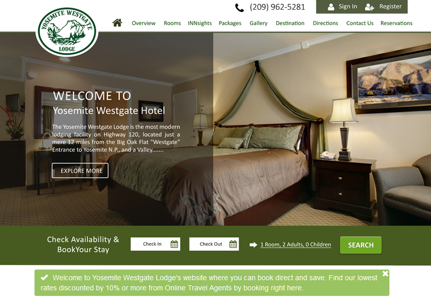 Hotel Message Banners through out your Website