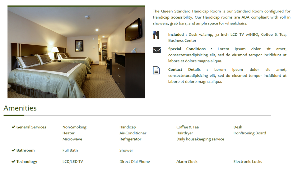 Hotel Website Design with Detailed Guest Room Information