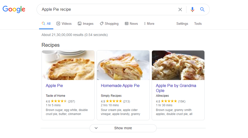 List Featured Snippet