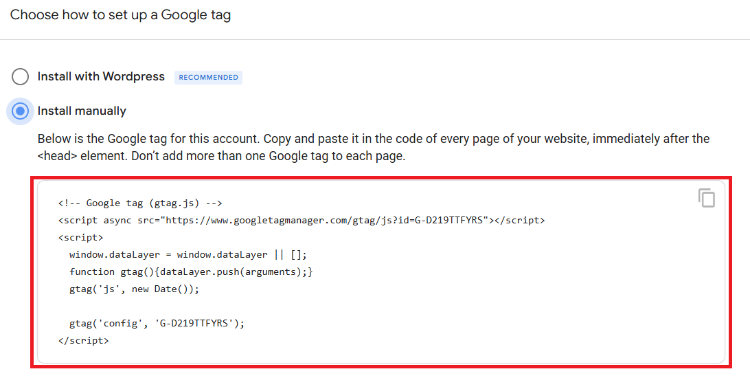 GA4 Google Tag Code 