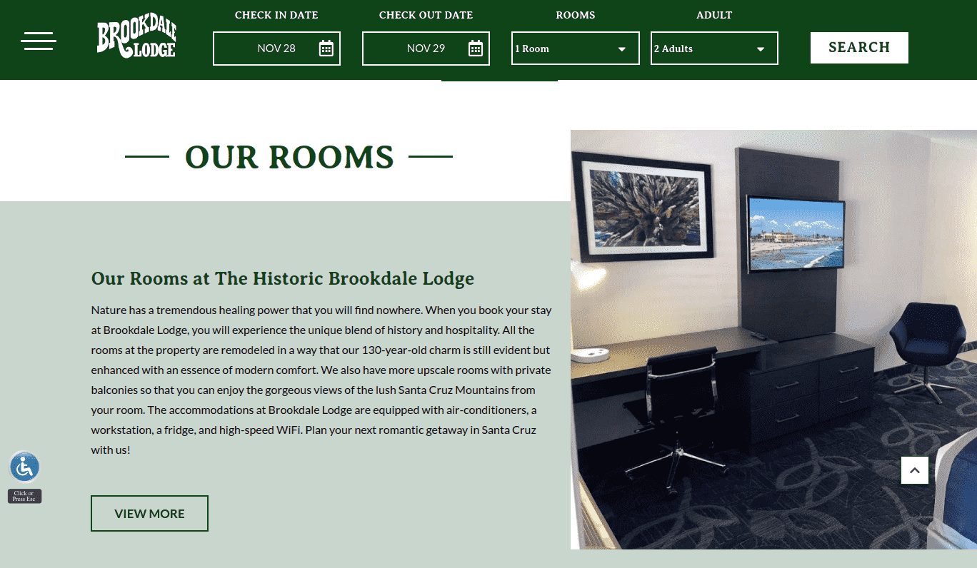 Brookdale Lodge Guestroom Page