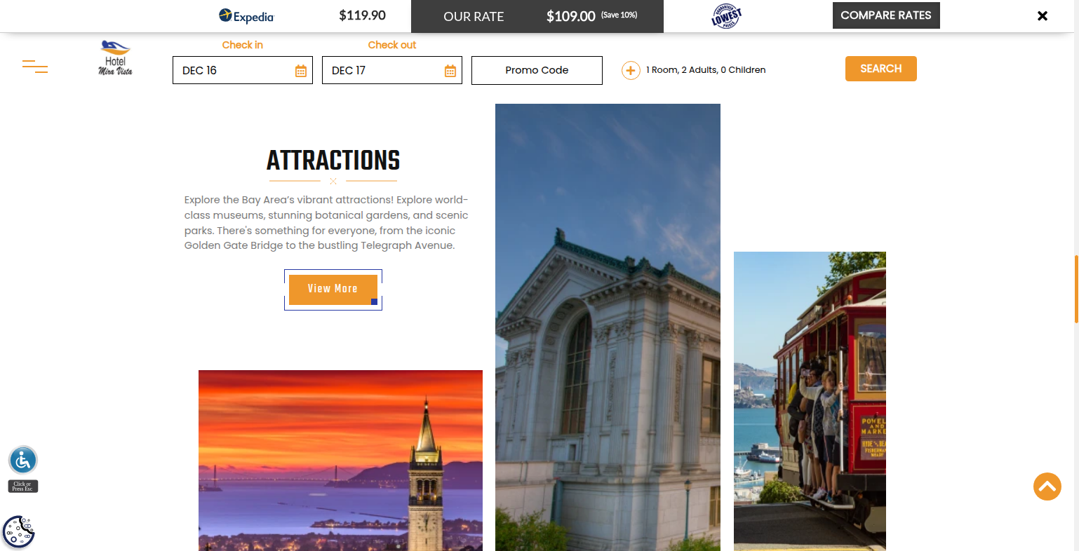 Hotel Mira Vista Overview Page